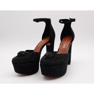 Kurt Geiger London Black Crystal Eagle Head Platform Heels Shoreditch Sandals 7